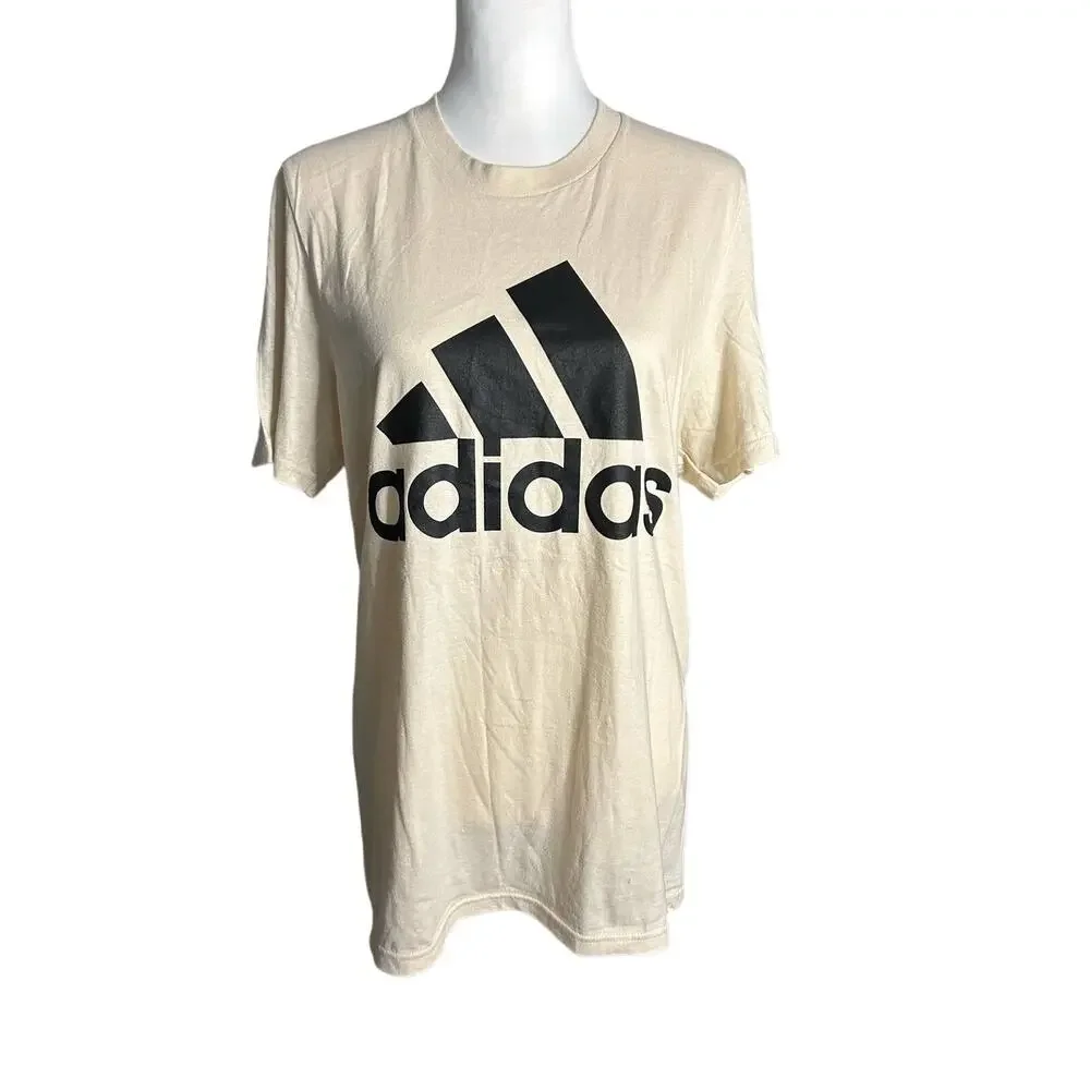 Adidas Tan T-Shirt Medium Black Logo